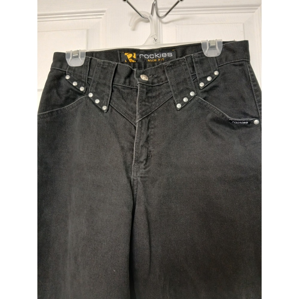 Authentic Rockies Jeanswear Vintage 90s  High Waist Jeans L 32 Studded Black